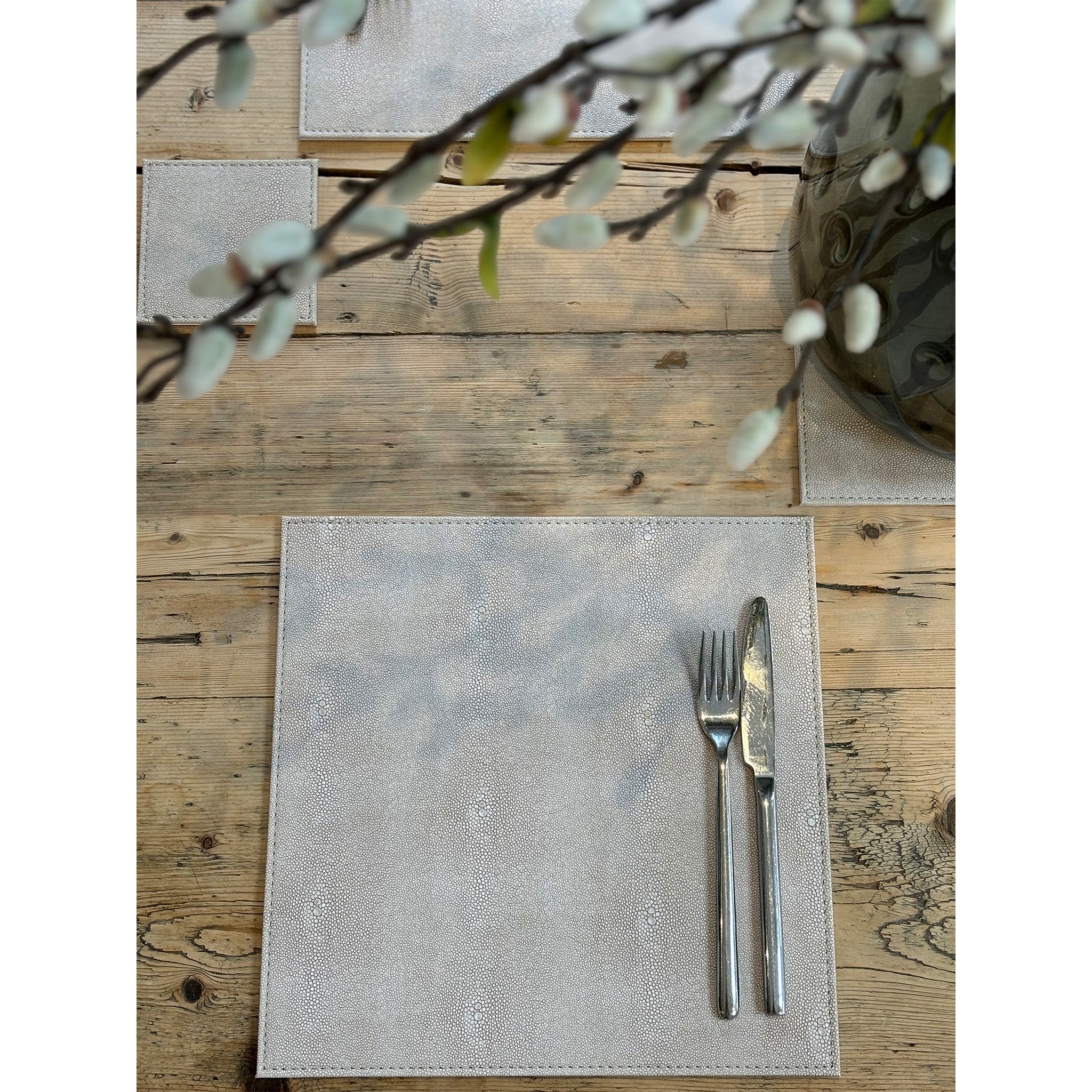 Faux Shagreen Placemats in Chalk - Set of 6